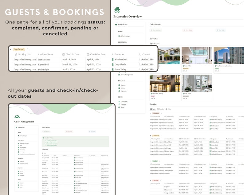 Notion Template Airbnb Host Multiple Property Management Vacation