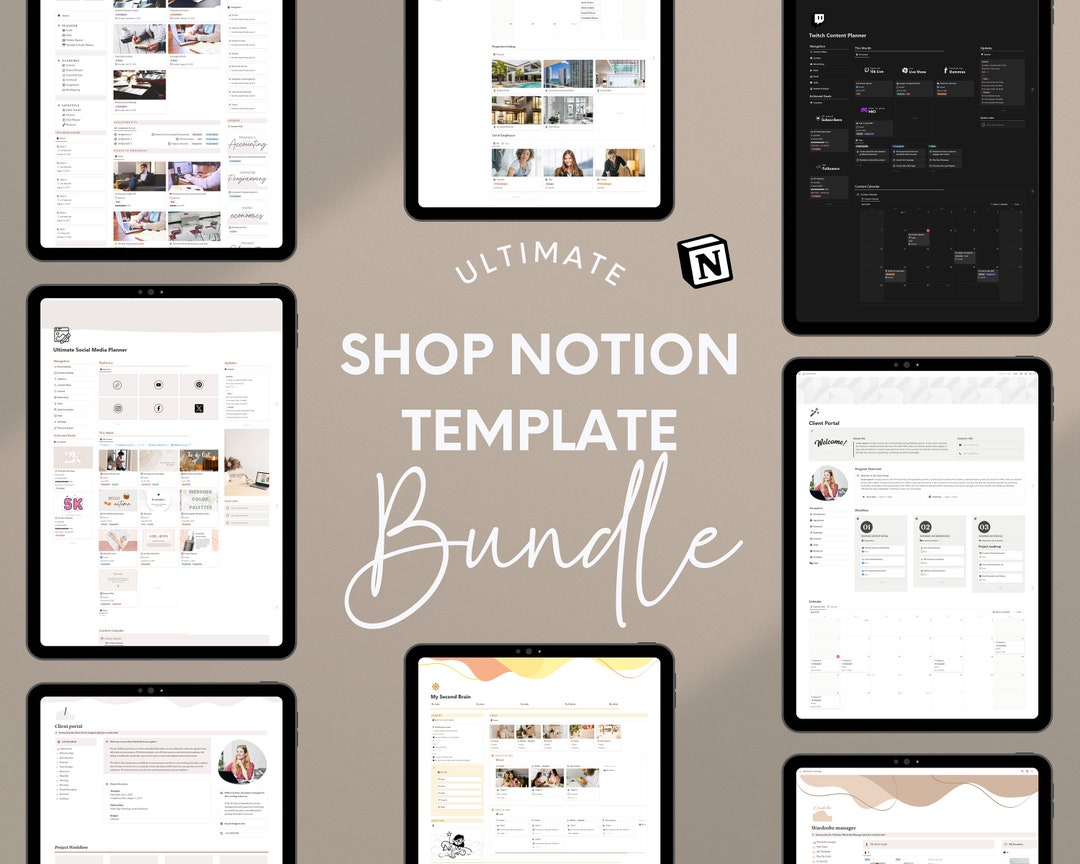 Notion Templates Shop Bundle Small Business Templates Entrepreneurs ...