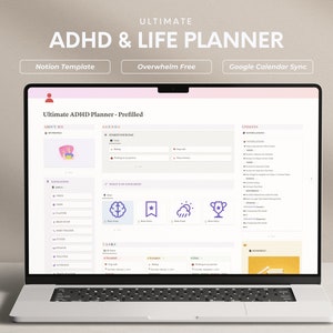 Ultimate ADHD Planner Notion Digital Planner ADHD Notion Template Life Planner Daily Student Planner Notion Brain Dump Vision Board
