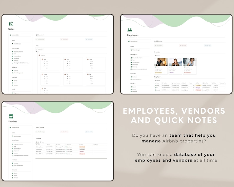 Notion Template Airbnb Host Multiple Property Management Vacation