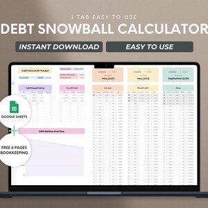 Calculadora de bola de nieve de deuda Plantilla de hoja de cálculo de Google Descarga instantánea Seguimiento de deuda Programa de pagos Organizador de tarjetas de crédito Planificador financiero