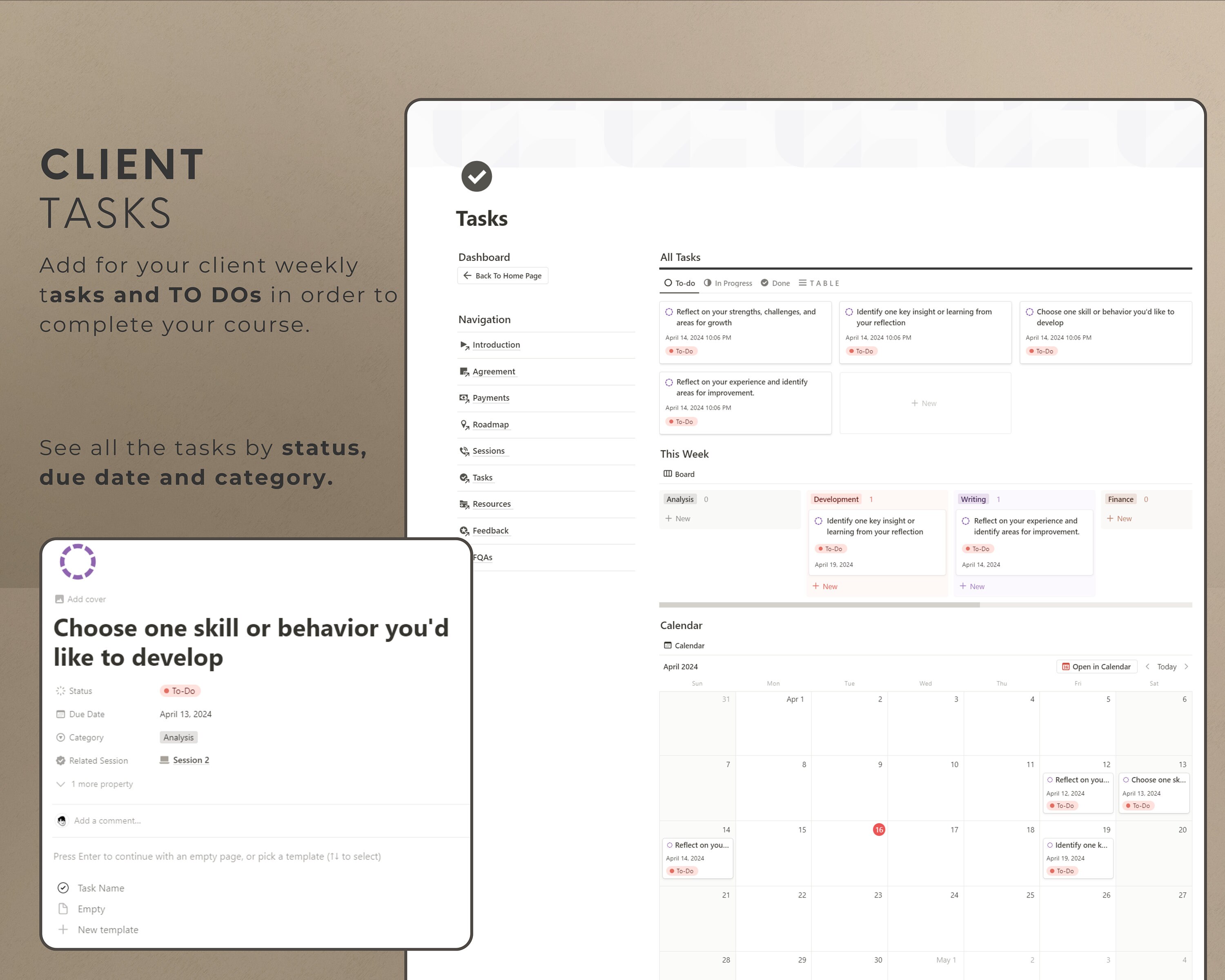 Notion Template Coaching Client Portal Course Planner Notion Planner ...