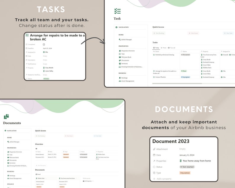 Notion Template Airbnb Host Multiple Property Management Vacation