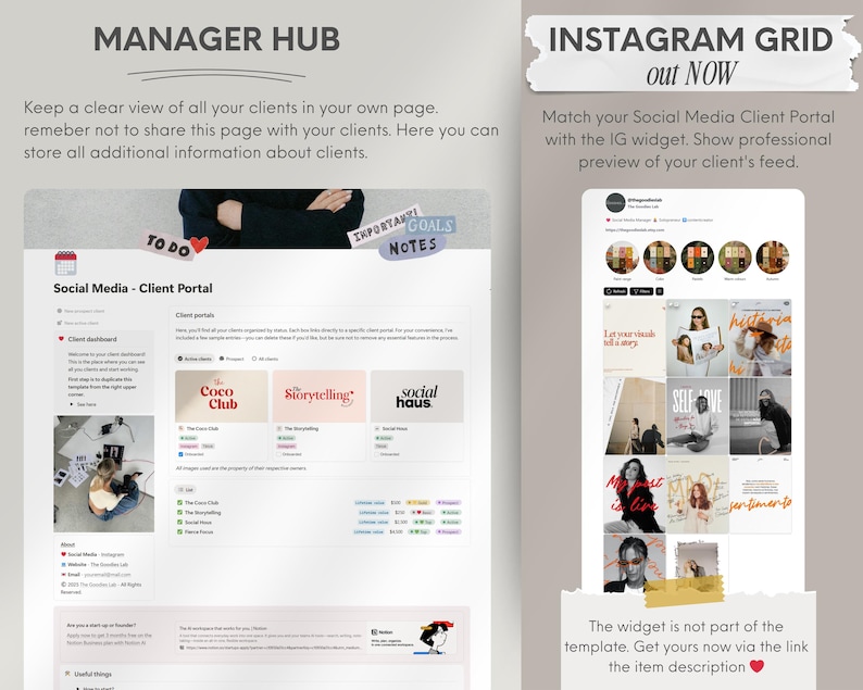 Notion Client Portal for Social Media Manager Notion Template Content ...