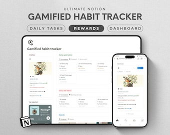 Notion Habit Tracker Digital Gamified Template Productivity Planner Self Improvement System Daily Routine ADHD Student Goal Tracking