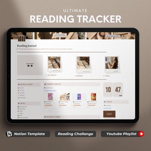 Modello di lettura Notion Diario di lettura Obiettivo di lettura Planner Notion Book Tracker Planner Registro di lettura Scaffale per libri Regalo per lettori Recensione del libro