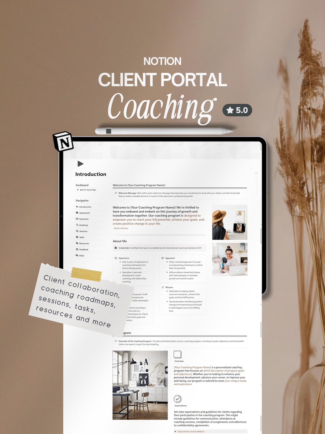 Notion Template Coaching Client Portal Course Planner Notion Planner ...