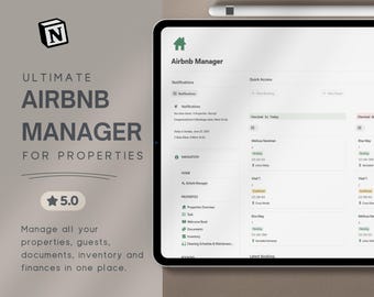 Modelo Notion Airbnb Host Gestão de Múltiplas Propriedades Aluguel de Férias Ferramenta de Negócios Software de Organização Painel Digital Aluguéis