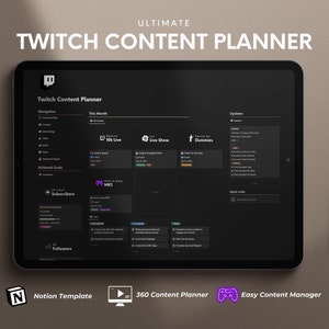 Notion Planner Twitch Content Planner Streaming Schedule Manager Video Games Live Gaming Planner Vtuber Planner Notion Template Twitch