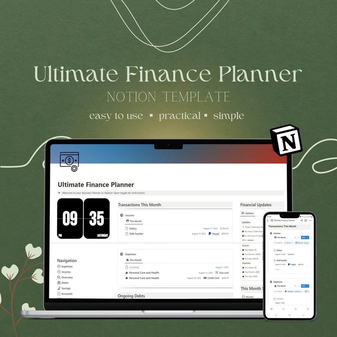Finance Notion Template Notion Budget Dashboard Spending Etsy