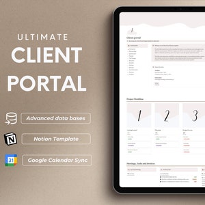 Plantilla para portal de clientes de Notion Panel de gestión de proyectos Portal de clientes para autónomos Seguimiento de pagos Tablero de estado de ánimo de marca Plantilla para pequeñas empresas
