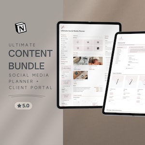 Notion Planner Social Media Manager Bundle Social Media Content Planner Client Portal CRM Notion Template Content Creator Manager Planner