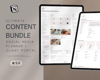 Notion Planner Social Media Manager Bundle Social Media Content Planner Client Portal CRM Notion Template Content Creator Manager Planner