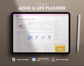 ADHD Planner Notion Template ADHD Digital Planner Adult Self Care Planner Focus Planner ADHD Notion Planner Notion Dashboard