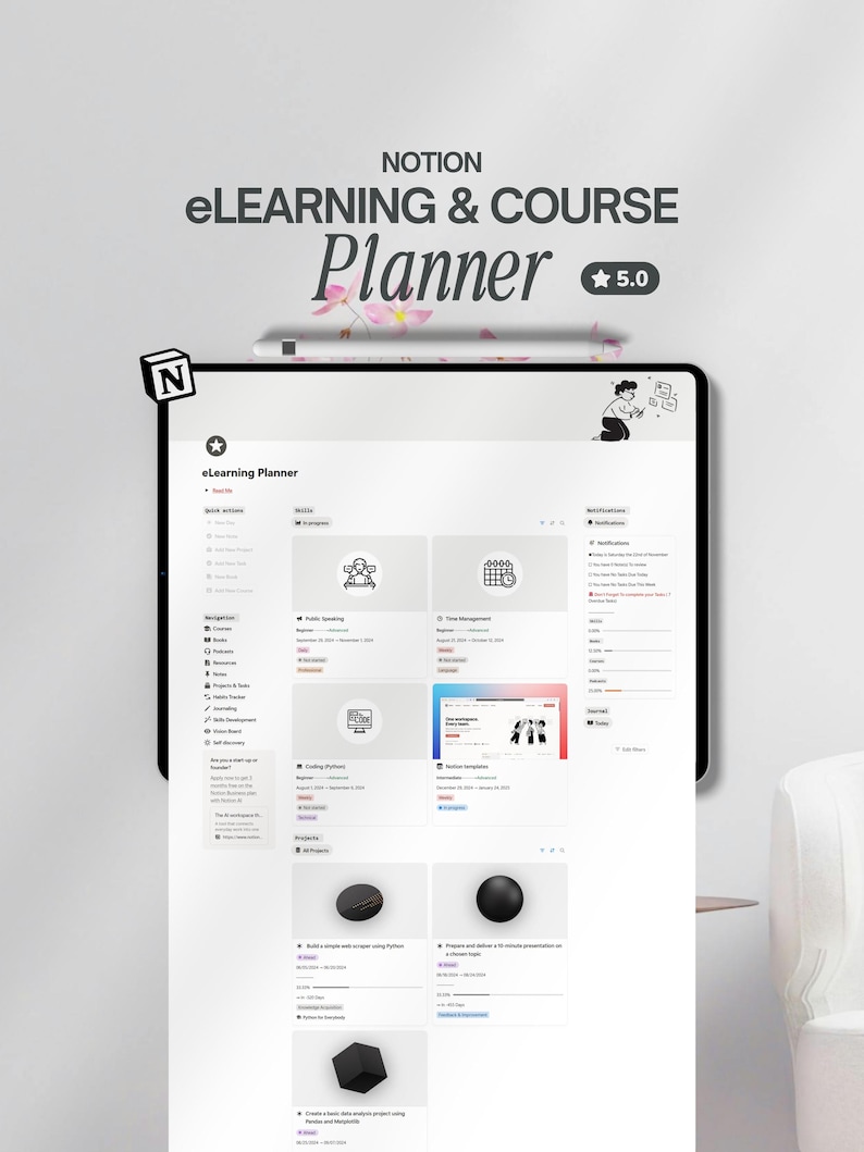 Learning Notion Template Online Course Tracker All-in-one Self Growth ...
