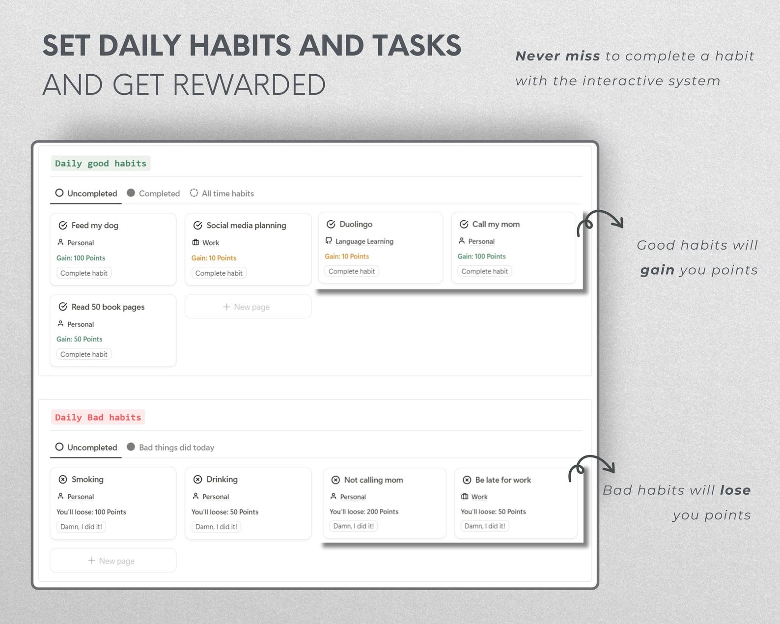 Notion Habit Tracker Digital Gamified Template Productivity Planner ...