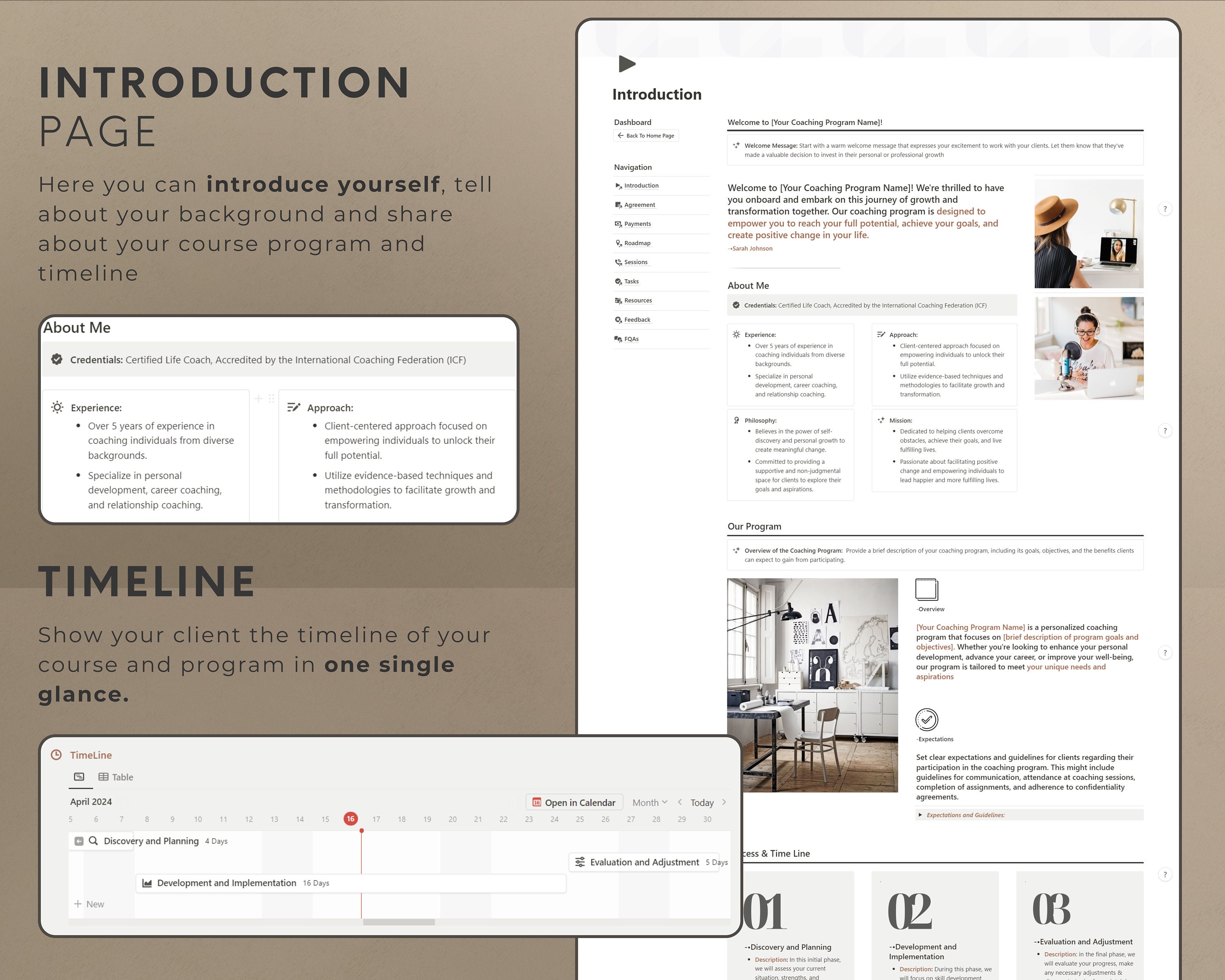 Notion Template Coaching Client Portal Course Planner Notion Planner ...