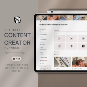 Social Media Content Planner Template Content Creator Planner Social Media Manager Social Media Tracker Notion Template Content Calendar