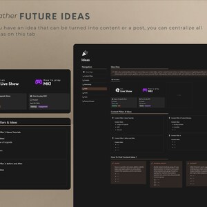 An organized Notion Planner template designed for Twitch content creators and Vtubers. This comprehensive planner includes a streaming schedule manager and a live gaming planner, perfect for managing video games and live streaming schedules on Twitch