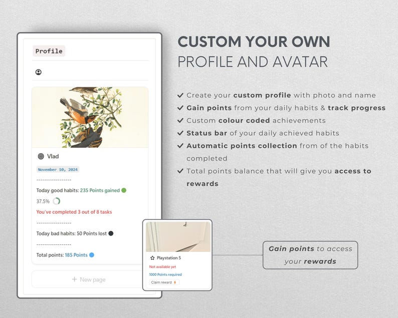 Notion Habit Tracker Digital Gamified Template Productivity Planner ...