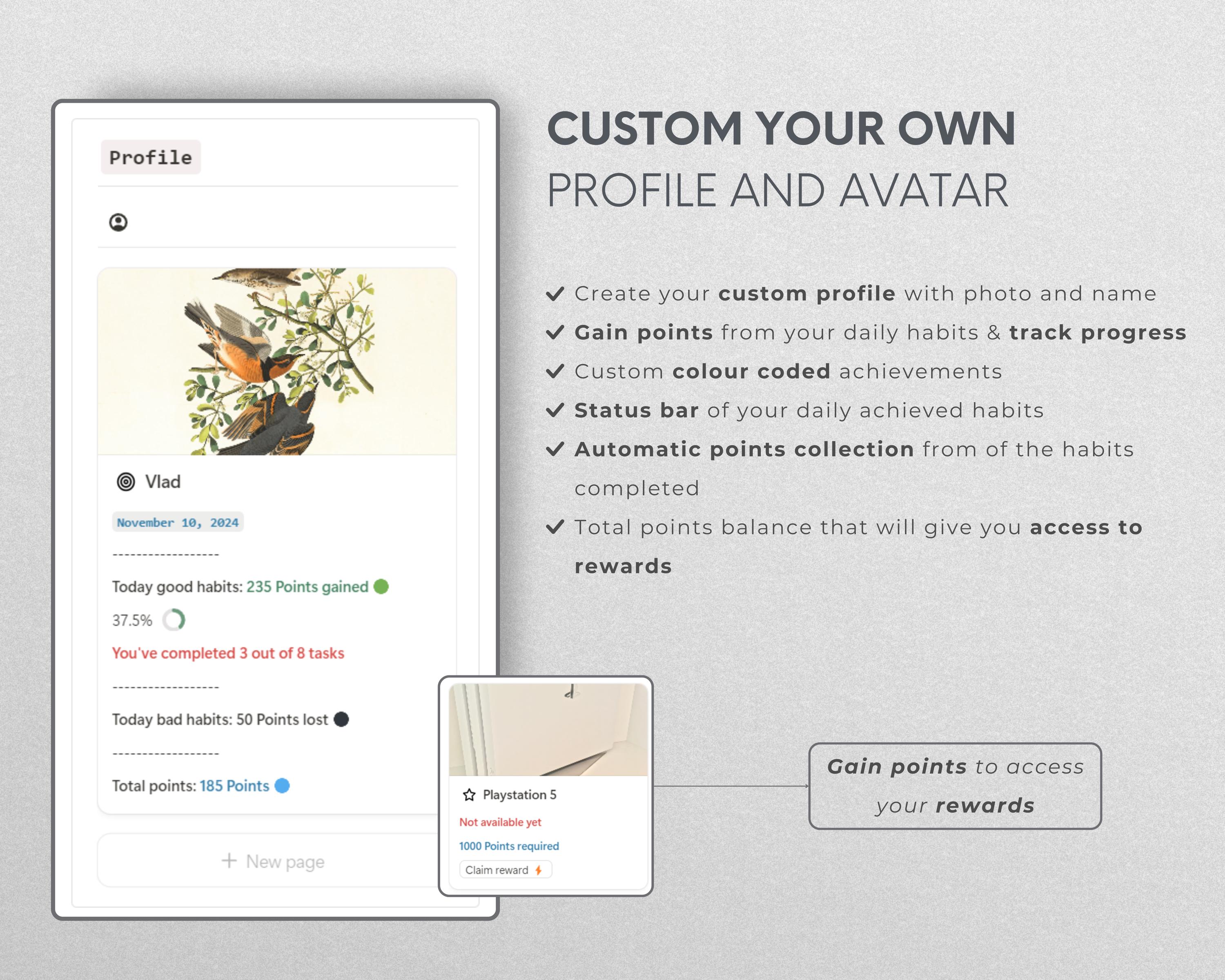 Notion Habit Tracker Digital Gamified Template Productivity Planner ...