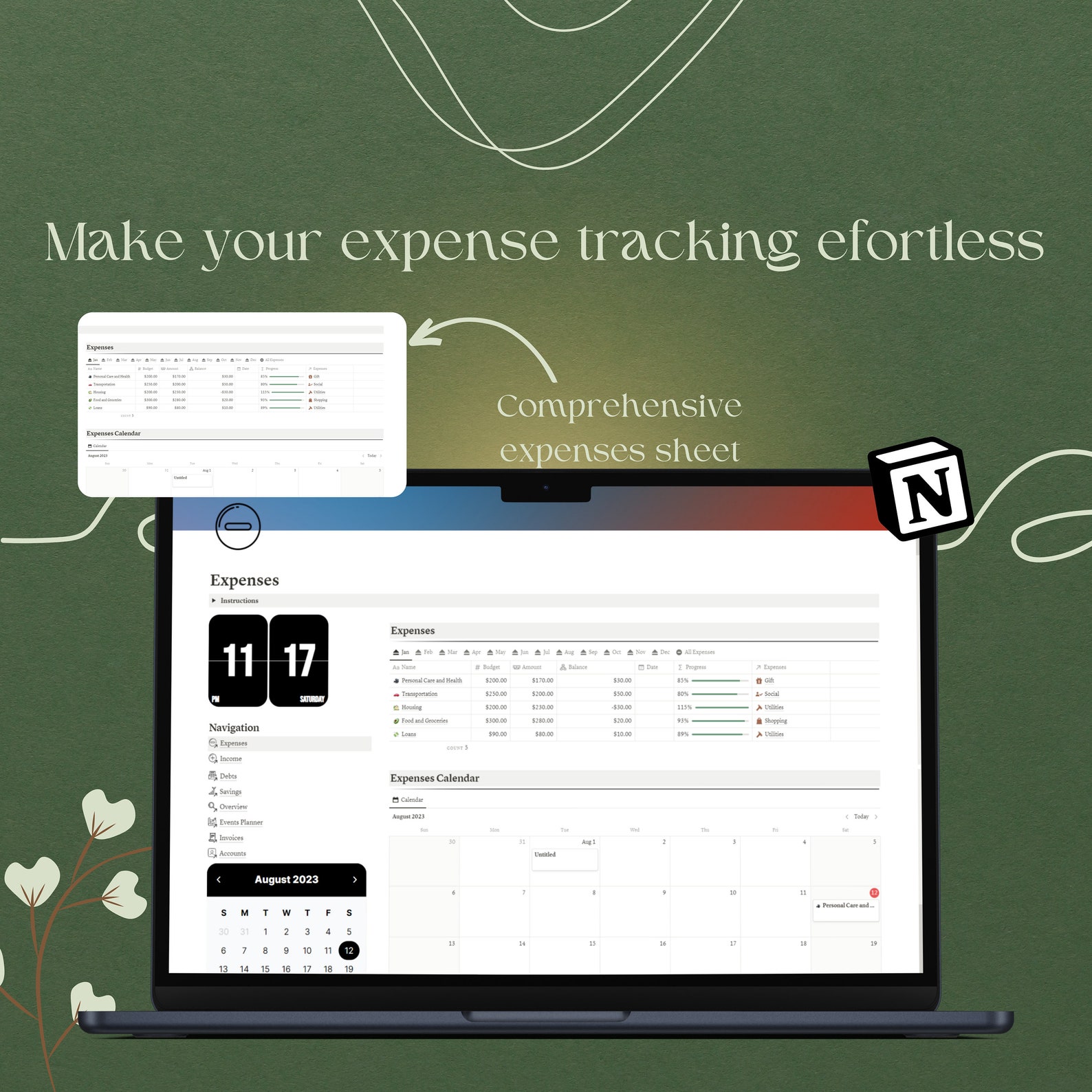 Finance Notion Template Notion Budget Dashboard Spending Etsy
