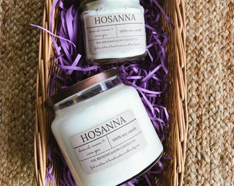 Hosanna (chrism, warm spice, & incense): Catholic Inspired 100% Organic Soy Candles. **Handmade w/ no additives or dyes**