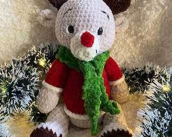 Beige Crochet Reindeer Plushie