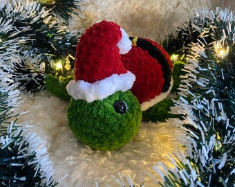 Handmade Crochet Santa Turtle