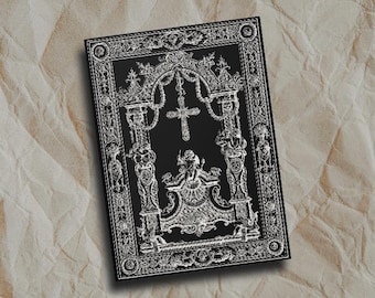 Dark Academia Gothic Cross Journal | Cathedral Cherub Angel Notebook | Vintage Baroque Manuscript Diary