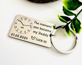 The Moment You Became My Daddy Keyring, Personalised Birth Date Keepsake