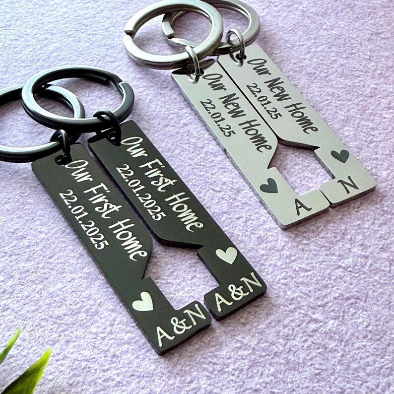 Fisrt Home Key Rings Our First Home Keyring Set, Personalised New Home Gift for Couples ...