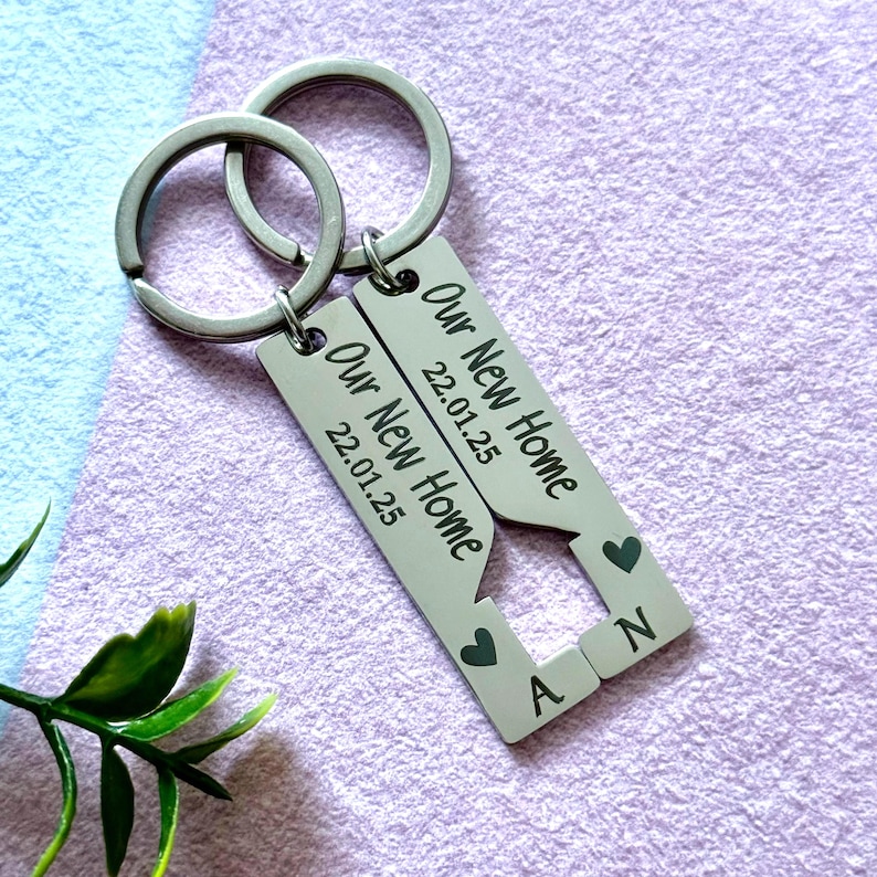 Fisrt Home Key Rings Our First Home Keyring Set, Personalised New Home Gift for Couples ...