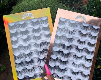 16 Pairs of lashes | Lash Set | Lash Book | Wholesale Lashes | 25 MM Lashes | Mink Lashes | Faux Mink Lashes