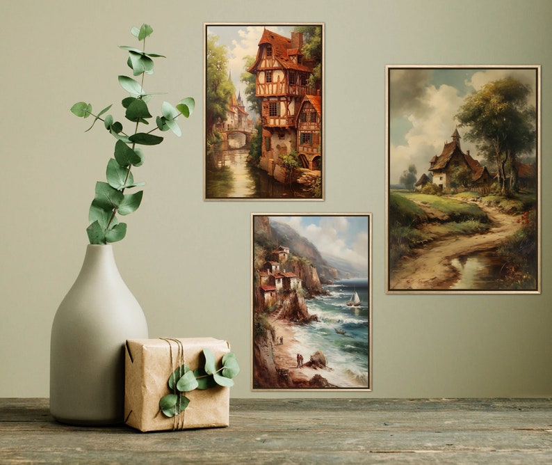 Printable Vintage Gallery Wall Art SET of 10 Antique Prints Warm