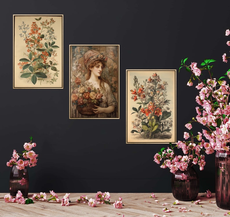Printable Vintage Gallery Wall Art SET of 10 Antique Prints Warm