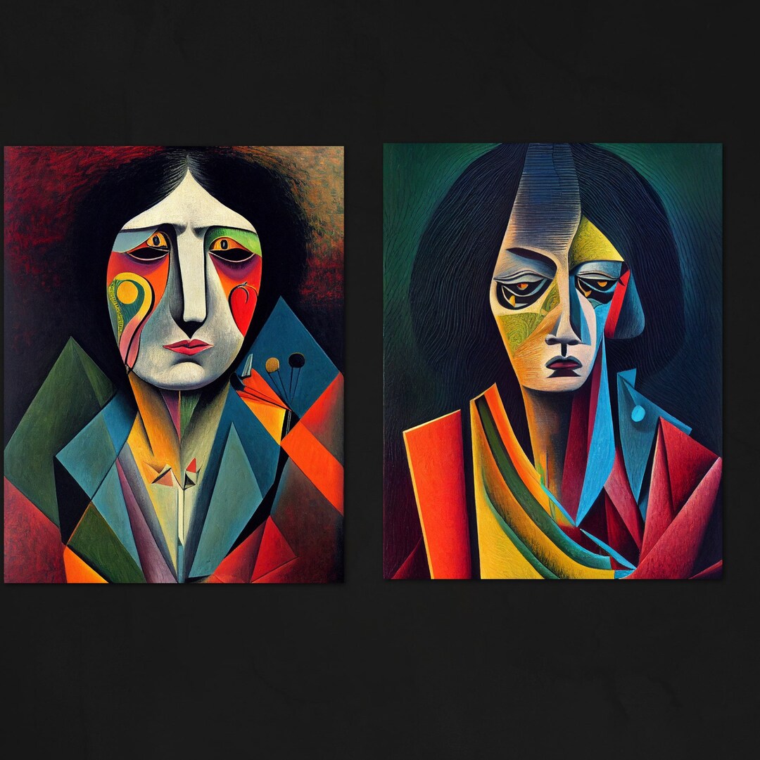 Pablo Picasso the Weeping Woman Set of 2 Digital Art Inspired by the