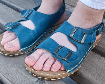 Copper Earthing Barefoot Sandals – Minimalist Leather Shoes, Handmade Grounding Shoes for Women: Wide Toe Box, Zero Drop