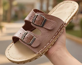 Handmade Grounding Slippers for Women, Copper Earthing Barefoot Sandals – Minimalist Leather Shoes, : Wide Toe Box, Zero Drop