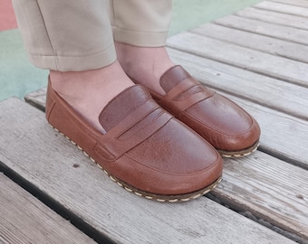 Barefoot Women's Shoes, Copper Earthing, Handmade, Light Brown Color Leather, Minimalist Sustainable, Wide Toe, Low and Thin Sole: Unisex