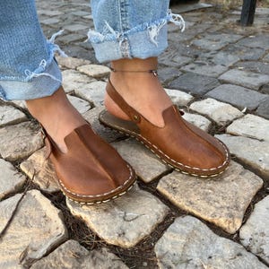 Earthing Grounded Leatherful Shoe, Sustainable Barefoot Sandals, Minimalist Shoe, Barefoot Leather Light Brown Sandal, Mary Janes
