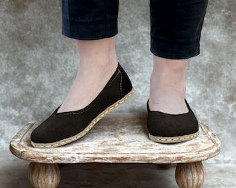 Handmade Black Suede Leather Barefoot Shoes – Copper Grounding, Wide Toe