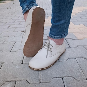 Grounding Shoes, Earthing Grounded Shoes, Barefoot Men&#39;s Shoes, Minimalist Shoes, Men Oxford Beige Shoes, Wide Toe Box Barefoot Shoes