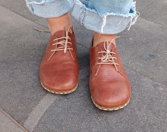Grounding Barefoot Shoes, Barefoot Leather Light Brown shoes, Minimalist Shoes, Barefoot Shoes For Women, Wide Sandals, Barefoot Flats