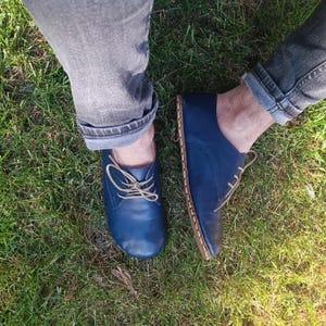 Earthing Shoes, Grounding Shoes Men, Barefoot Shoes, Wide Toe Box, Minimalist Barefoot Shoes, Handmade Leather Shoes, Oxford Navy Blue shoes