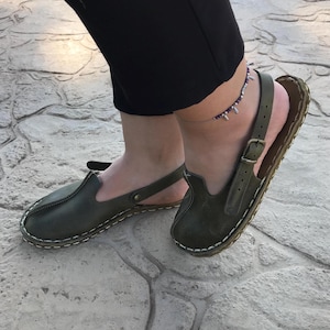 Minimalist Barefoot Sandals Women, Handmade Mink Color Leather, Copper Grounding, Sustainable Wide Toe Zero Drop Shoes: Mary Janes