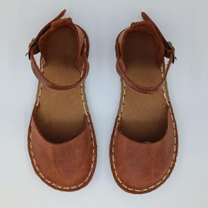 Copper Grounding Sandals, Minimalist Women's Sandals, Handmade Barefoot Shoes, Mary Janes, Crazy Leather, Flat Flexible Leather Sole image 10