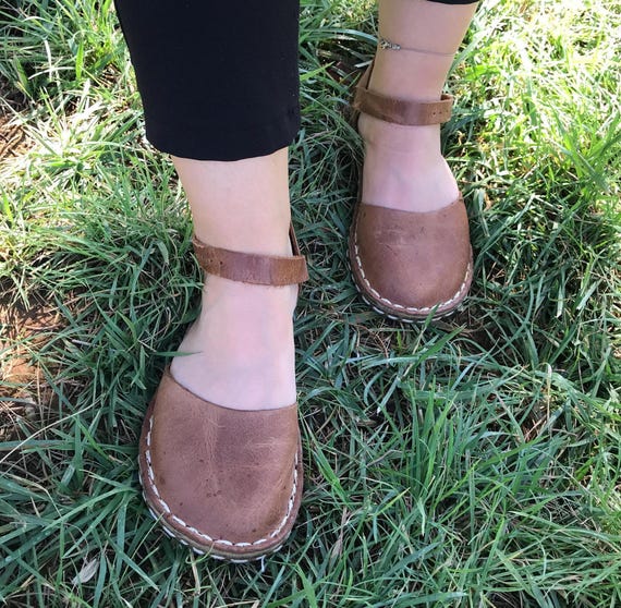 Copper Grounding Sandals, Minimalist Women's Sandals, Handmade Barefoot Shoes, Mary Janes, Crazy Leather, Flat Flexible Leather Sole