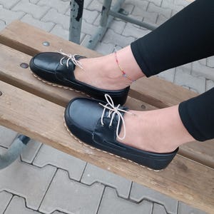 Grounding Minimalist Sandals, Sustainable Barefoot Shoes, Barefoot College Leather Black Shoes, Hippie Vintage, Flat Flexible Leather Sole