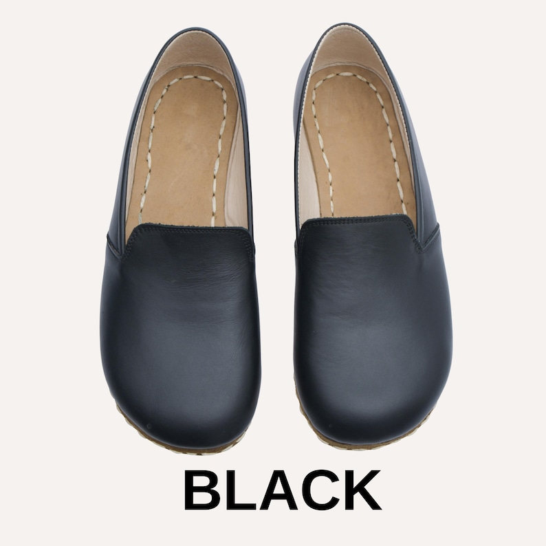 Barefoot Copper Grounding Shoes - Handmade Leather Moccasins, Natural Sustainable Minimalist: Wide Toe, Zero Drop, Unisex, Mink ブラック